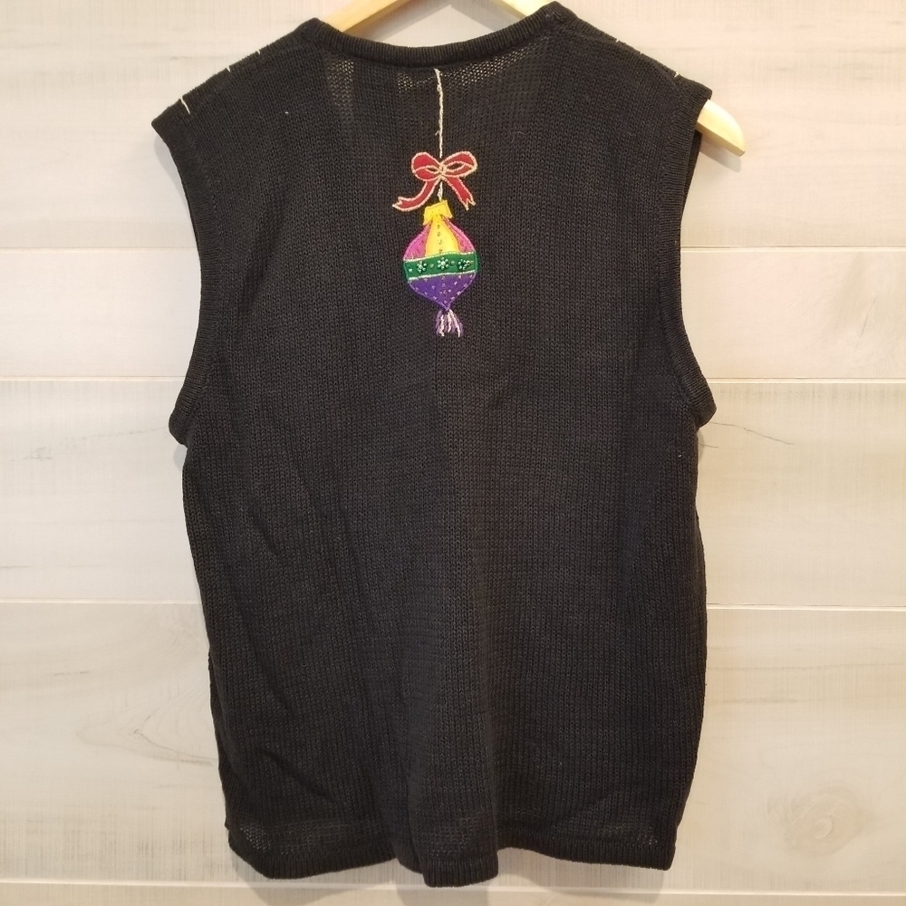 {S} Christmas Ornaments Sweater Vest Beaded Embroidered Holiday Season - Picture 2 of 13